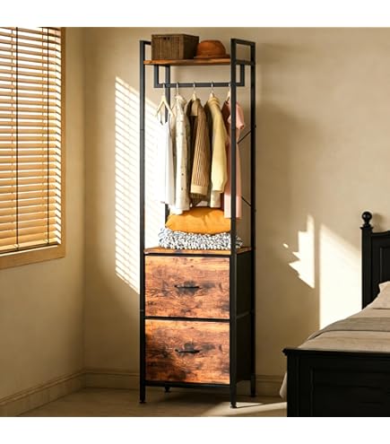 Amazon.co.jp: フレンチカントリー調ハンガーラック（ワイド・引出し